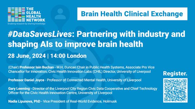 GlobalBrainHealth (@globalbrainhea1) on Twitter photo 10 DAYS LEFT! FREE Clinical Exchange Workshop
🗓️28th June, 2pm GMT
Join <a href="/profbuchan/">Iain Buchan</a>, Prof Daniel Joyce, Gary Leeming, and Nadia Lipunova as they share their expertise.
Register👇
zoom.us/meeting/regist… 10 DAYS LEFT! FREE Clinical Exchange Workshop
🗓️28th June, 2pm GMT
Join <a href="/profbuchan/">Iain Buchan</a>, Prof Daniel Joyce, Gary Leeming, and Nadia Lipunova as they share their expertise.
Register👇
zoom.us/meeting/regist…