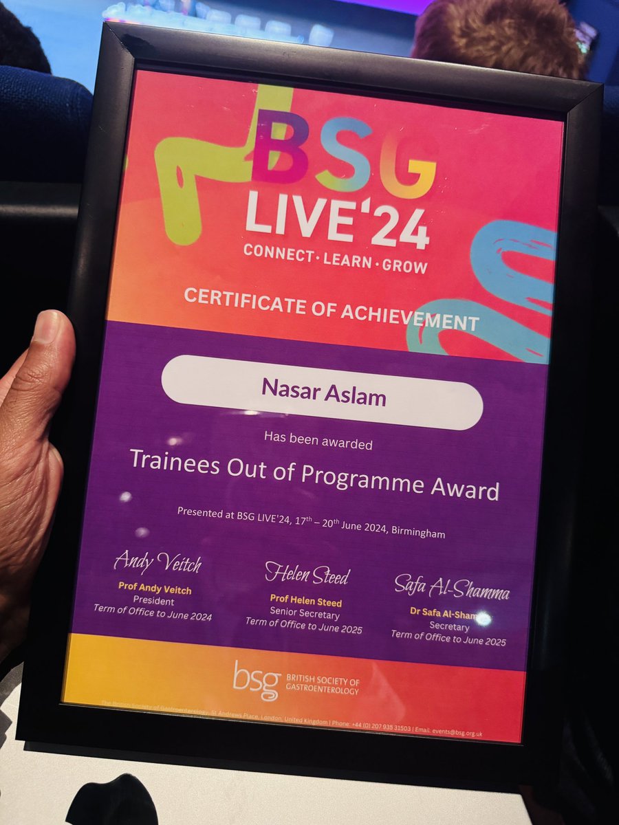 It is always very humbling to see your fellows flourish, and even more so when their hard work is recognised. Well done <a href="/Dr_Nas_Aslam/">Nas Aslam</a> #BSG2024