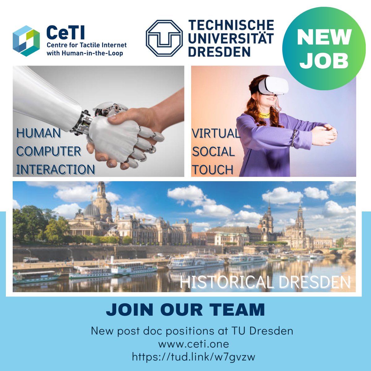 Currently hiring 2 new post docs in the <a href="/ConTaktLab/">ConTaktLab</a>  at the CeTI excellence cluster  <a href="/TactileInternet/">Tactile Internet</a> . If you or someone in your network is looking for 12/18 month position in beautiful Dresden working on an interdisciplinary project on social touch, reach out for information.