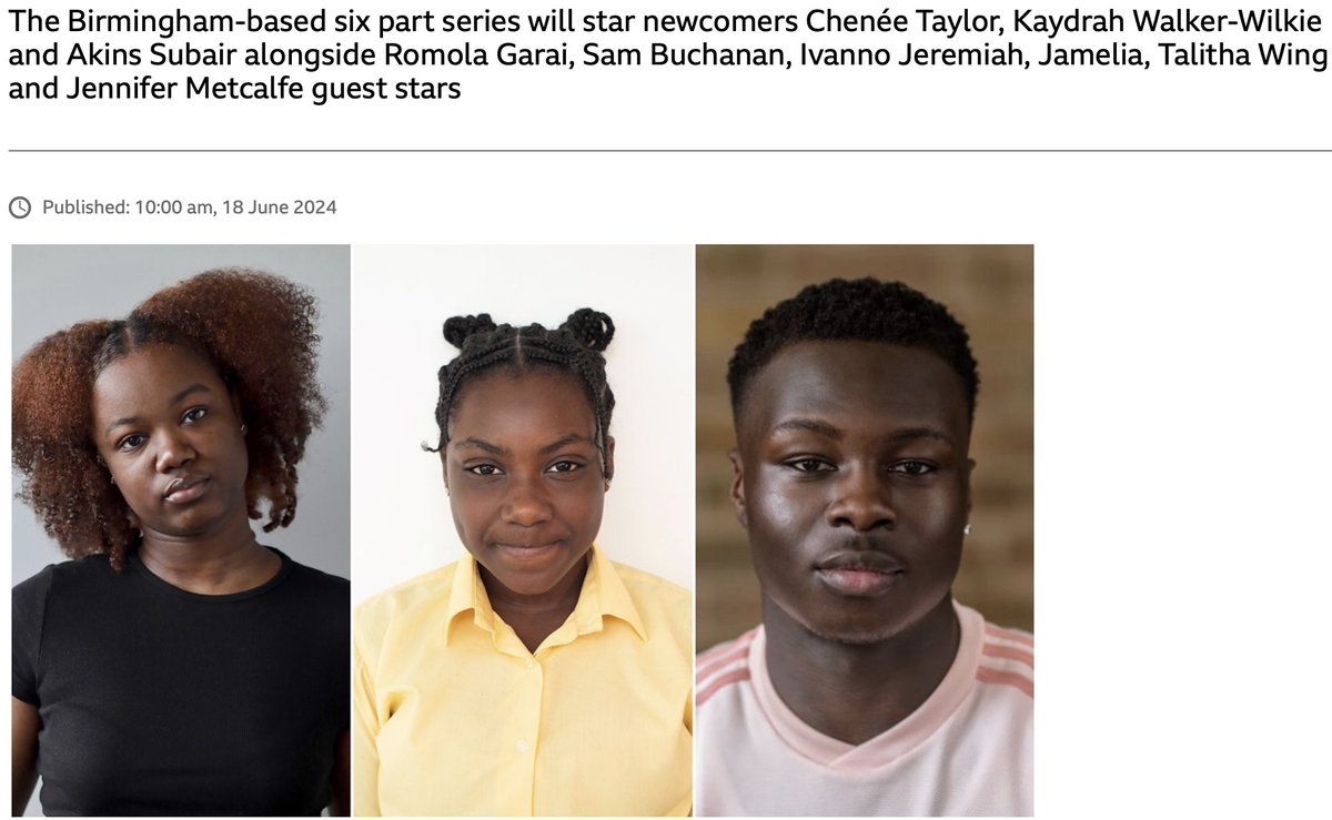 Chenée Taylor to star in a new <a href="/bbcthree/">BBC Three</a> &amp; <a href="/BBCiPlayer/">BBC iPlayer</a> TV Series. She is currently filming with <a href="/theforge_drama/">The Forge</a> and full press release can be seen here: bbc.com/mediacentre/20… #ProudAgent