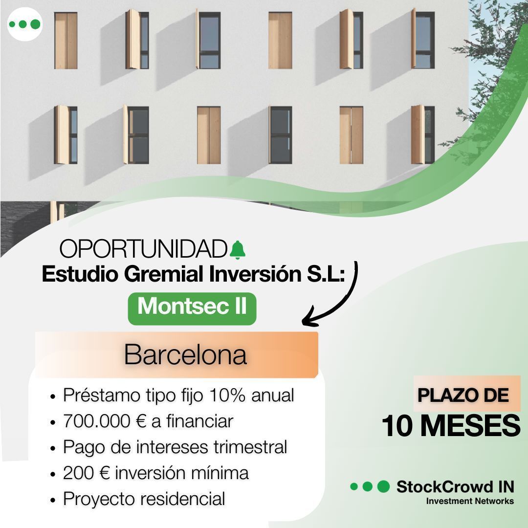 ⚡Mañana 19 de junio, abriremos nueva oportunidad de  Estudio Gremial Inversión S.L, Montsec II⚡ 
Fecha: Miércoles 19 de junio.
ℹ️ Pará más información pincha en siguiente enlace: buff.ly/4b0luUO 
#Barcelona #Crowdlending #financiacionparticipativa #inmobiliario