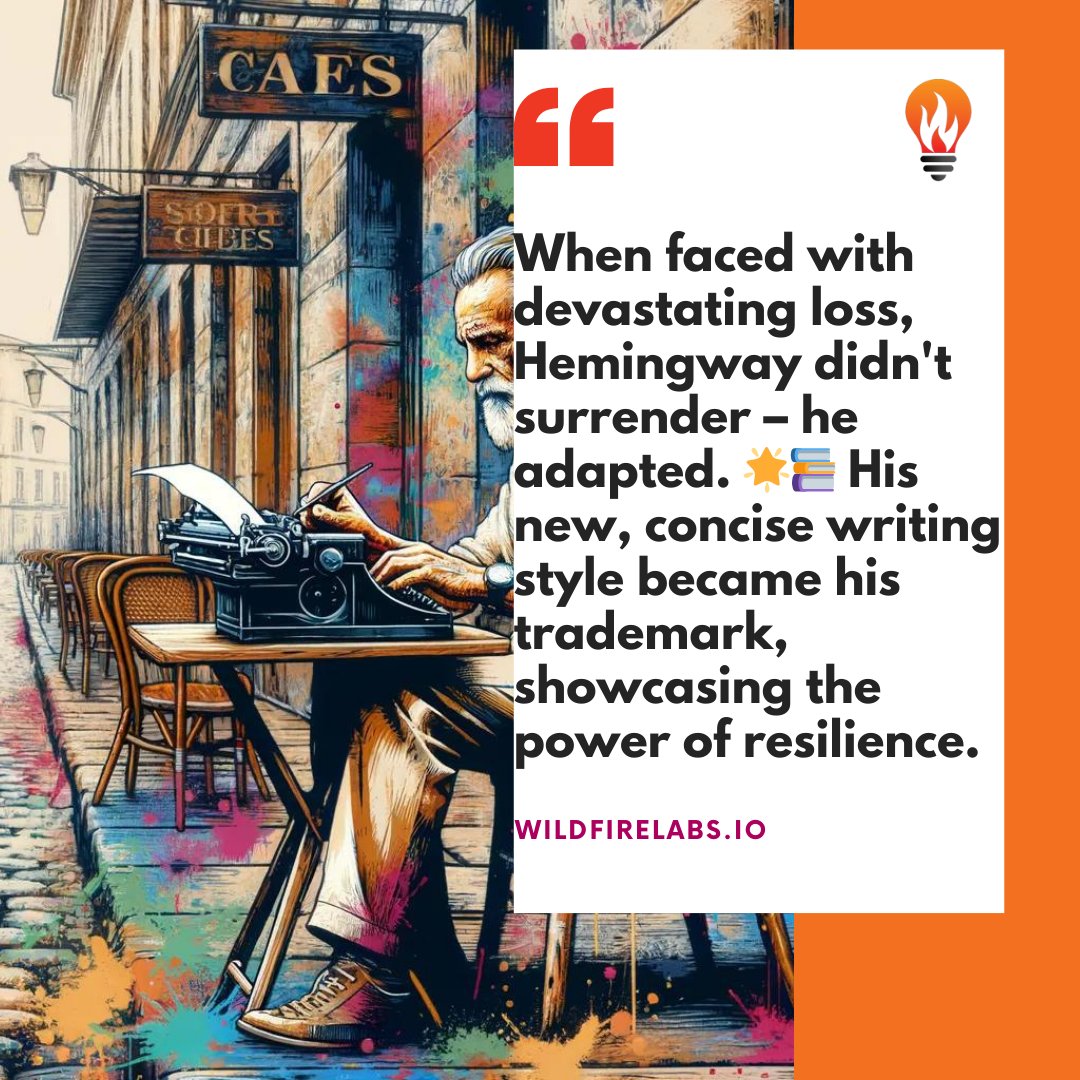 wildfirelabs_io's tweet image. From setbacks to comebacks – the Hemingway way. 💼📖 #CreativePivot #ResilientAF 

Blog: zurl.co/Y53S

#business #entrepreneur #entrepreneurs #entrepreneurship #southdakota #blackhills #wildfirelabs #podcast