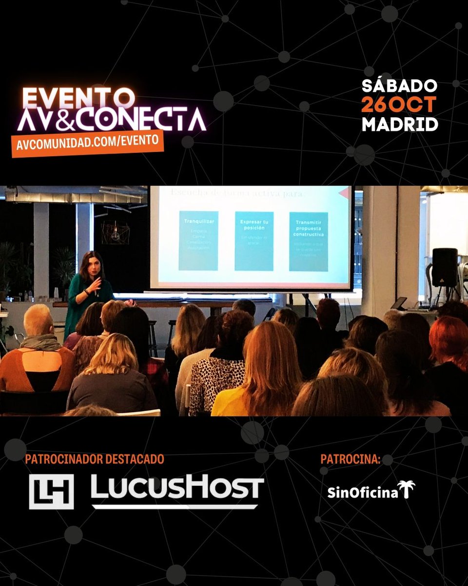 Evento AV&amp;Conecta
¡No te lo pierdas! 🚀
#AVConecta #AsistentesVirtuales #Networking #Formación
🗓️ 26 de octubre
📍 Madrid(Talent Garden)
🎟️ Entradas en avcomunidad.com/evento
Patrocinador destacado: <a href="/LucusHost/">LucusHost</a>  
Patrocina: <a href="/SinOficina_com/">SinOficina 🌴 Coworking Online</a> 
Colaboradores: @anavespana <a href="/fcovargas/">Paco Vargas - #EmailMarketing</a>