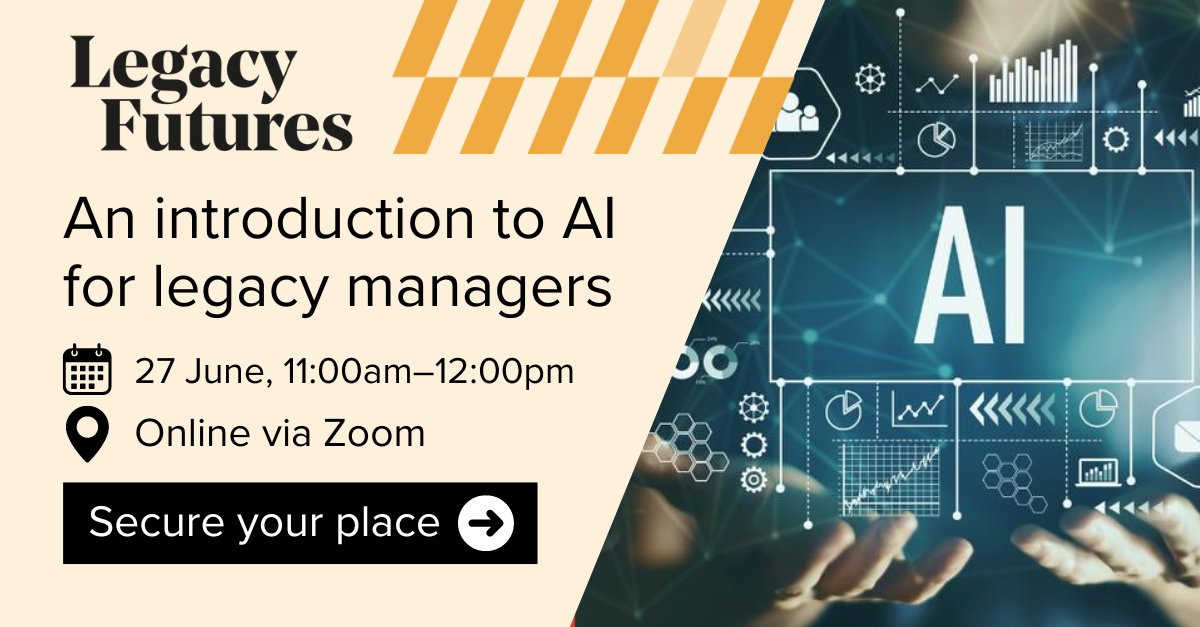 Free webinar with <a href="/Legacy_Mngment/">Institute of Legacy Management (ILM)</a> — 

An introduction to #AI for #Legacy Managers
27 June 2024, 11am-12pm

👉Secure your place: legacymanagement.org.uk/events/ai-an-i…