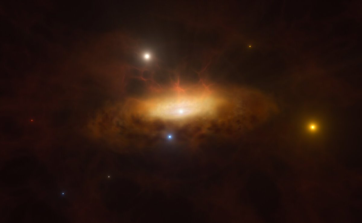 Astronomers see a massive black hole awaken in real time! 🕳️🥱

Read more: eso.org/public/news/es…

Artist's impression by ESO/M. Kornmesser

1/