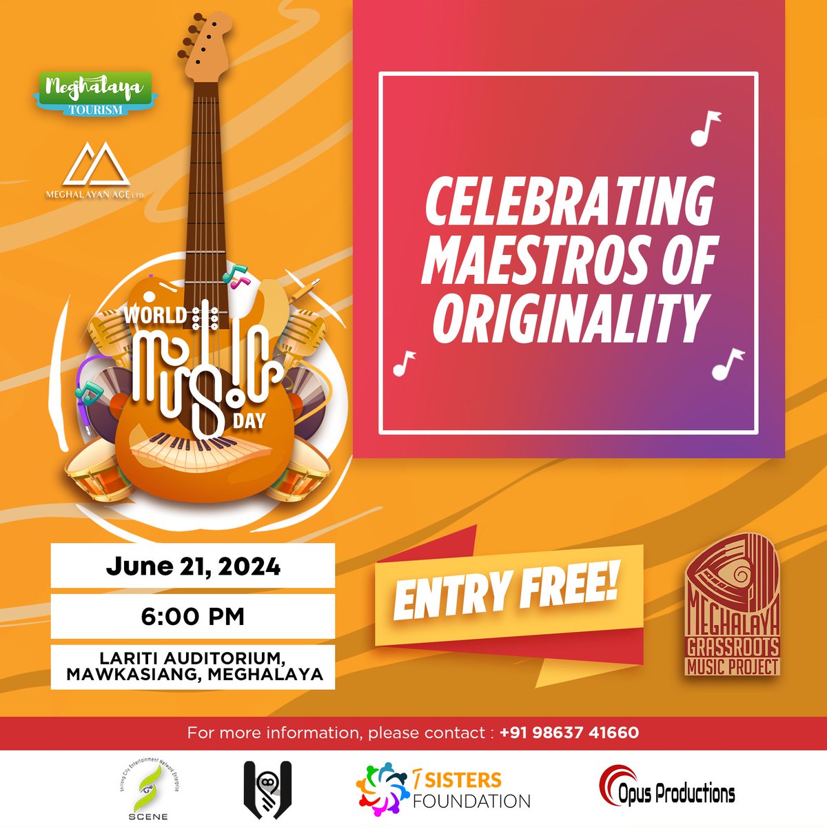 Come celebrate World Music Day with us at Lariti Auditorium, Mawkasiang on June 21, 2024, at 6:00 PM. An evening of euphonious tunes awaits!