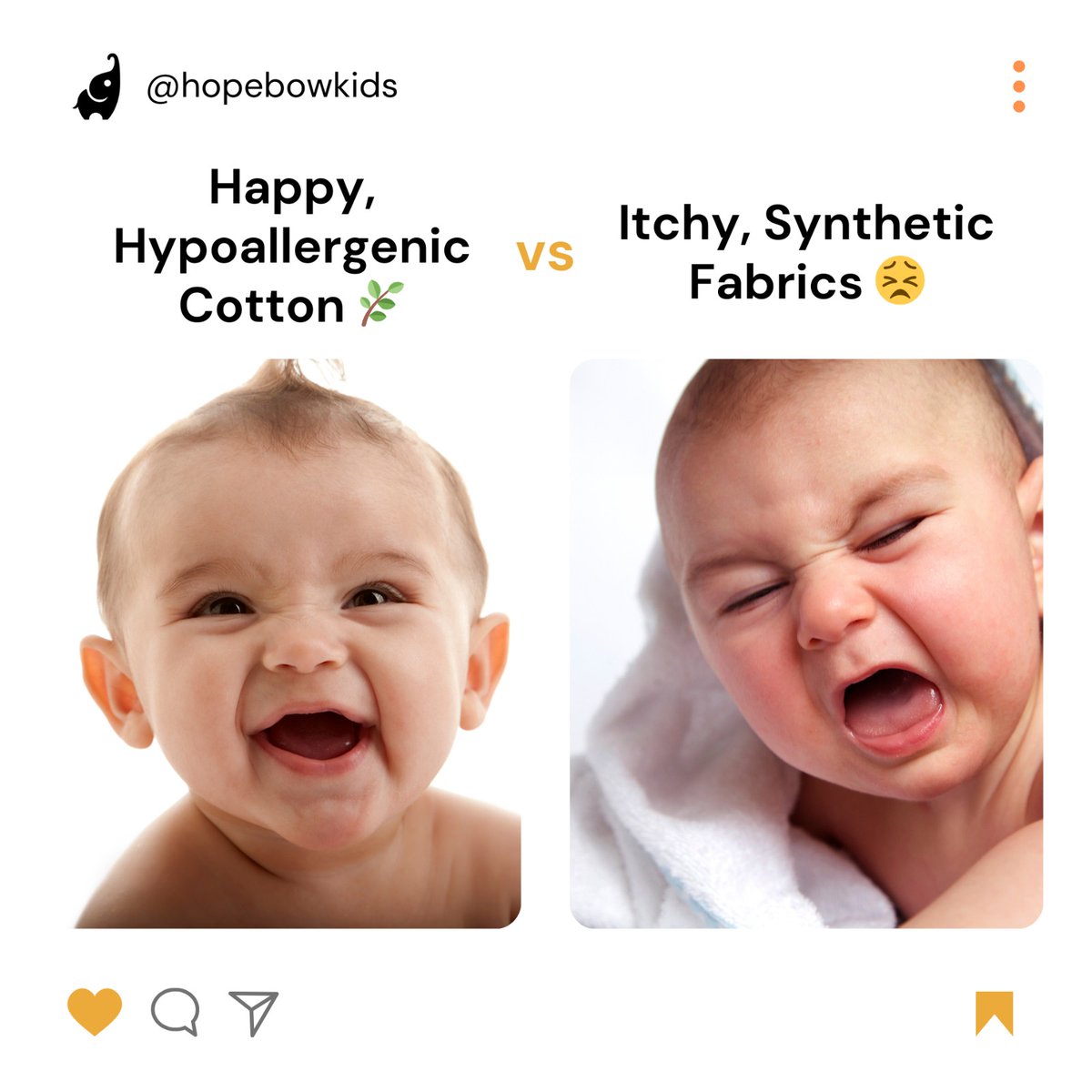 Hopebowkids's tweet photo. Choose wisely! Natural cotton is hypoallergenic and free from synthetic chemicals. ensuring your baby's comfort. Ditch the itch with cotton! https://t.co/miuH57rjSt