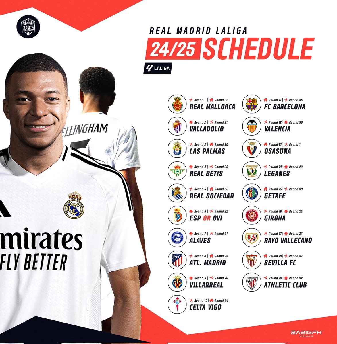 📅 | جدول مباريات الليغا كاملاً للموسم القادم 2024-2025.

#Laliga