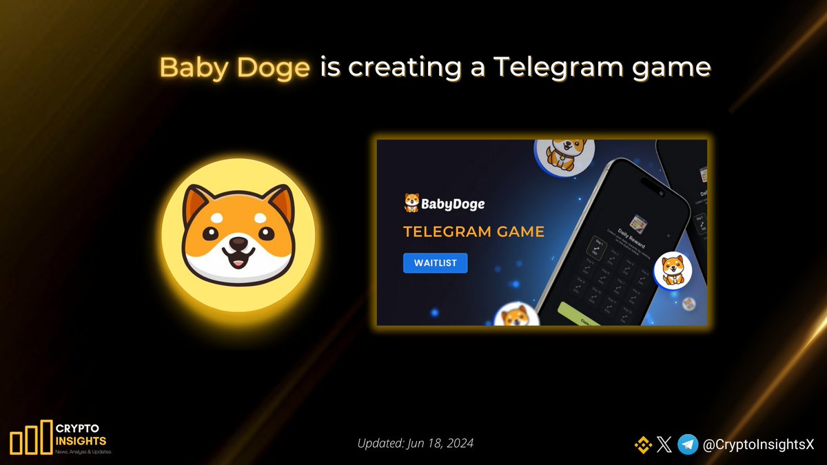 CryptoInsightsX's tweet photo. 📢 @babydoge is creating a Telegram game.

#BabyDoge - Top Meme community built on BNBchain. With utilities: Swap, Farming, Free token locker, AI Art Generator,...

Keep building !

#BabyDogeCoin #BabyDogeArmy https://t.co/6bMgwl3tVD