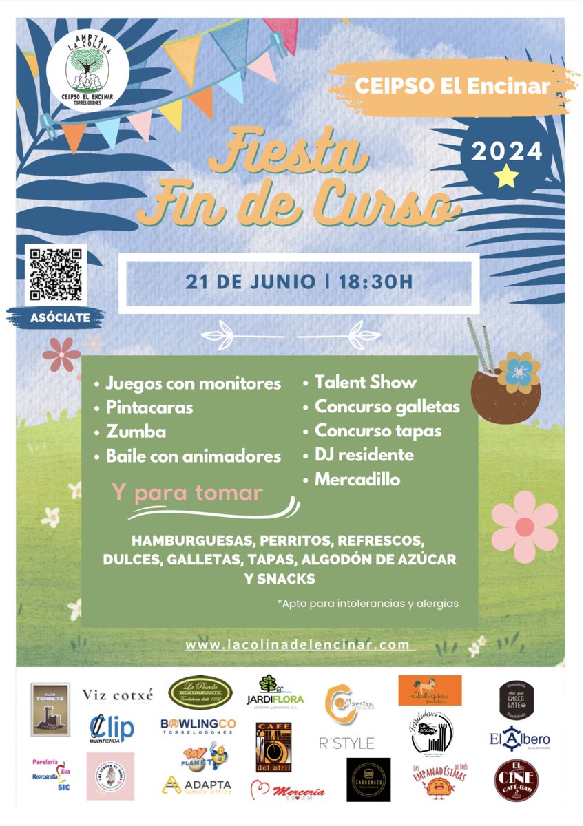 Nos vemos este viernes 21 en <a href="/CeipsoElEncinar/">CEIPSO El Encinar</a> para disfrutar de nuestra súper Fiesta Fin de Curso 🎉🥳🎉. A partir de las 18:30h. ¡No puedes perdértelo!!!!!
