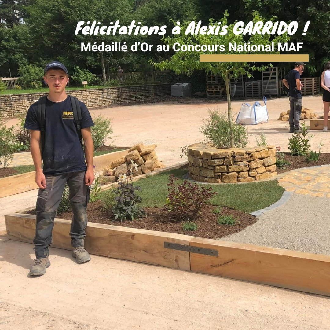Une mention toute spéciale à Alexis GARRIDO, et à Clément BONNIN, qui sont médaille d'or au concours Meilleurs Apprentis de France 2024 ! Concourant respectivement dans les catégories Jardins et Espaces Verts et Maçonnerie 👏👏👏