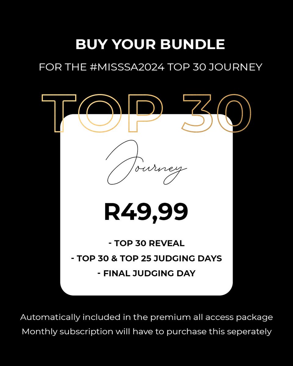 Official_MissSA's tweet photo. The wait is finally over! π
Tune in TONIGHT at 7PM (SAST) to watch the #MissSA2024 Top 30 Judging Day. β¨
Purchase your Top Journey Bundle to see how it all unfolded exclusively on the Miss SA App. π²
https://t.co/MV2iX3OIaJ
#misssa2024 #top30 #judgingday https://t.co/0capG6MnOj