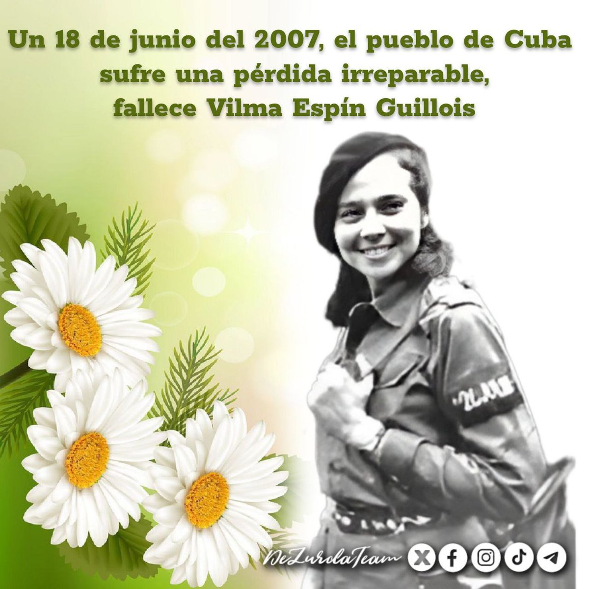 Vilma fue una defensora del universo femenino, para que existiera la igualdad de género.
#VilmaVive 
#MujeresEnRevolución 
#CubaPorLaVida 
#CubaCoopera 
<a href="/cubacooperaven/">Brigada Médica Cubana en Venezuela</a>
<a href="/CubaMir_Ven/">Brigada Médica Cubana Estado Miranda</a>
<a href="/DrYusleivy/">Dr. Yusleivy Martínez</a>
<a href="/MINSAPCuba/">Ministerio de Salud Pública de Cuba</a> 
<a href="/Colaboracionqba/">Unidad Central de Cooperación Médica 🇨🇺</a> 
<a href="/PresidenciaCuba/">Presidencia Cuba 🇨🇺</a>