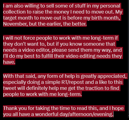 ColichemardeVT's tweet image. 🕰️Likes and RTs/repost greatly appreciated🕰️

I'll be indefinitely opening my slots for video editing requests on VGen. Please take your time to read the images below for the full version.

Thank you and hope y'all have a wonderful day.