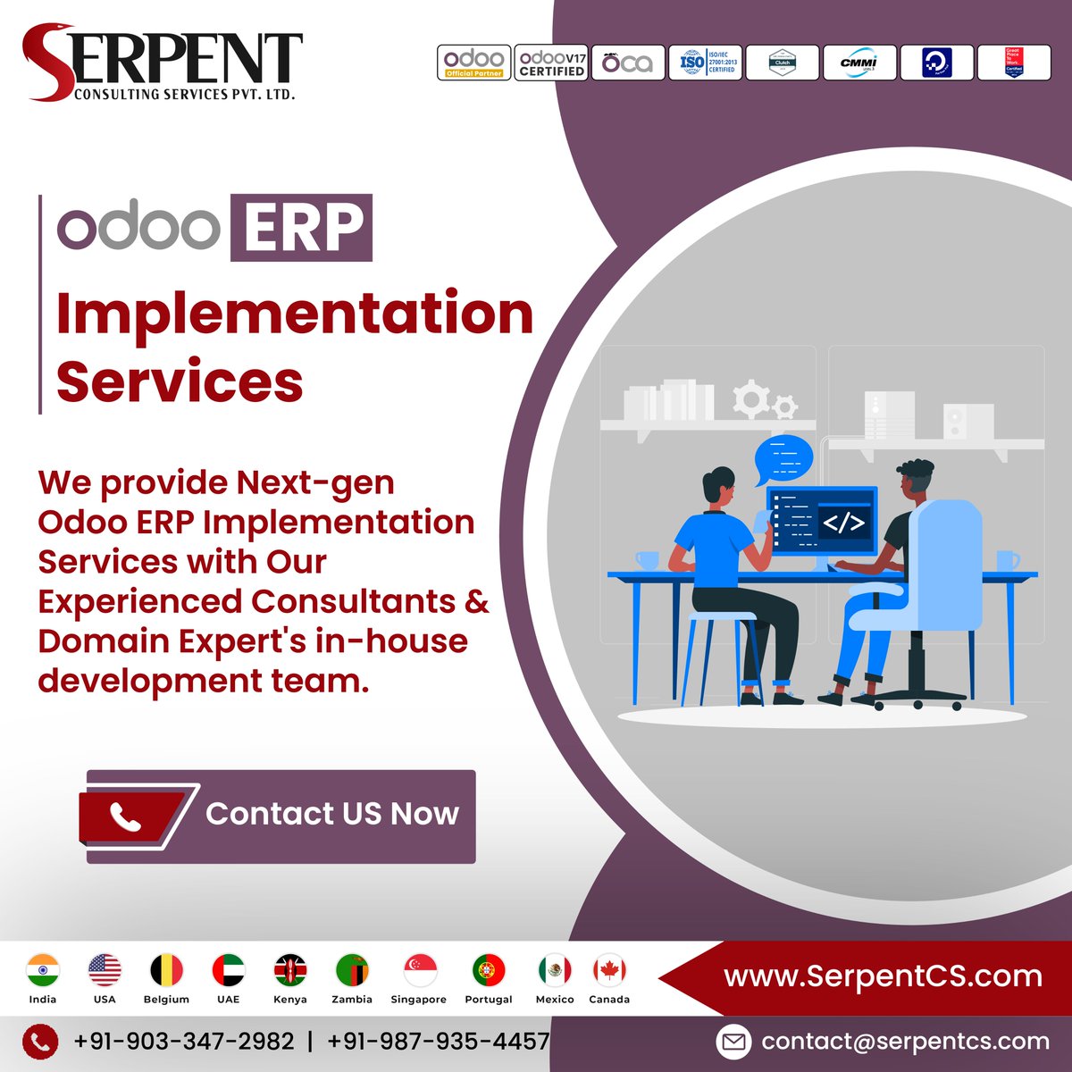 Serpent_CS's tweet image. Transform your business operations with our #OdooERPImplementation Services! 🌟 From Scheduling workflows to optimizing resource management, our #customize #Odoosolutions ensure your business runs smoothly and efficiently. 

🌐 serpentcs.com/services/odoo-…

✉️ contact@serpentcs.com