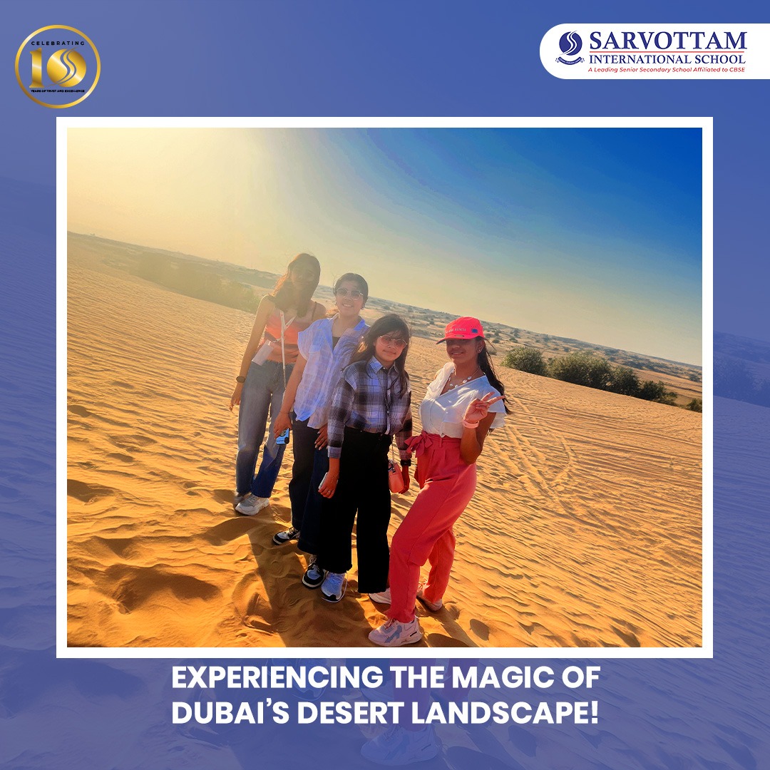 sarvottamnoida's tweet image. Unforgettable moments in the heart of Dubai's desert! 🌵✨ Enjoying the breathtaking views and making memories with friends.

#DesertAdventure #DubaiDiaries #SarvottamInternationalSchool #InternationalTrip  #LearningNewCulture #10Years #SchoolinGreaterNoida #makingMemories