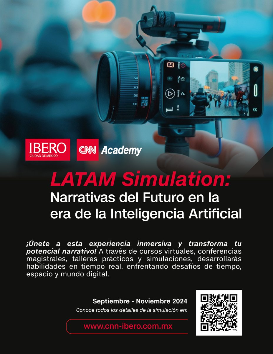 IBERO_mx's tweet photo. Descubre el futuro de la comunicación y de la #InteligenciaArtificial con @CNNEE Academy y @DiplomadosIbero en este nuevo curso que buscará brindarte una experiencia inmersiva que transformará tu potencial narrativo. 

Conoce todos los detalles aquí: https://t.co/NZUe1BCyy5 https://t.co/bFJX1xPwvc