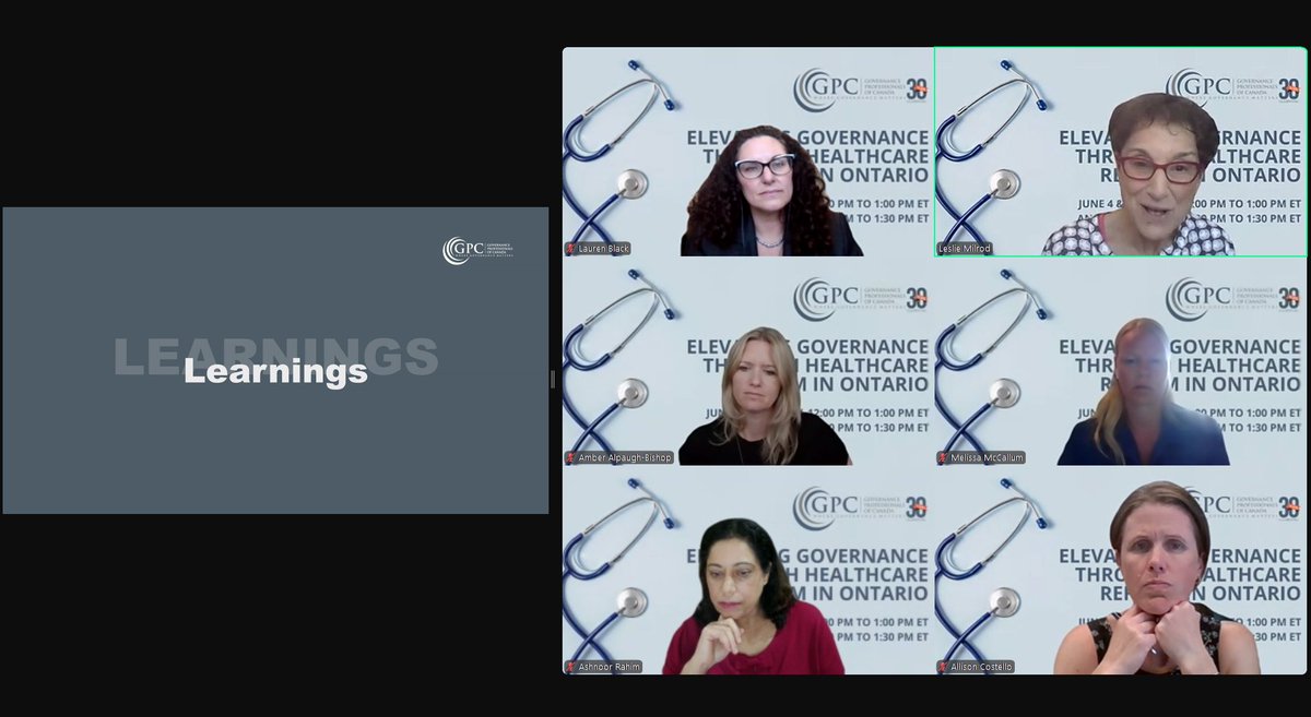 Panelists share their "golden nuggets" for moving Ontario Health Teams forward and elevating governance through healthcare reform at a <a href="/GovProCanada/">GPC</a>  event moderated by VHA's Lauren Black