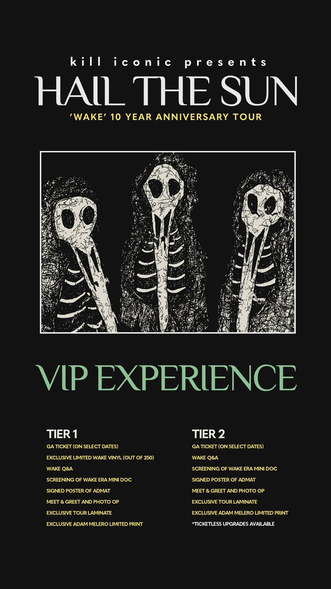 Announcing our ’Wake’ 10 Year Anniversary Tour with support from some of our dearest friends <a href="/alotlikebirds/">A Lot Like Birds</a> . Presented by <a href="/killiconic/">kill iconic</a> . Will you celebrate with us?

VIP and limited presale available now:

iconic-ticketing.myshopify.com/pages/hail-the…

GA on sale Friday 6/21
