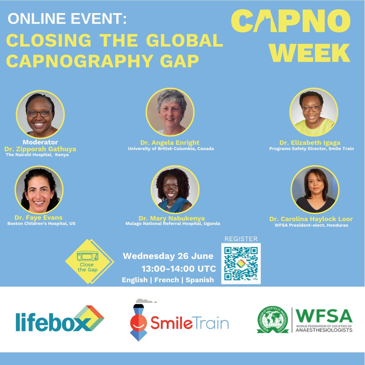 Lifebox (@safersurgery) on Twitter photo Do not miss ‘Closing the Global Capnography Gap’ hosted online by #Lifebox @SmileTrain & <a href="/wfsaorg/">WFSA</a>
Our expert panel shall be chaired by <a href="/wagathuya/">Zipporah Gathuya Zippy</a> with speakers Dr. Angela Enright <a href="/DrFayeMazoEvans/">Faye Evans</a> <a href="/lyzaigaga/">Elizabeth Igaga</a> <a href="/Nabukenya8/">Mary T. Nabukenya</a> & <a href="/HaylockLCaro/">Carolina Haylock L.</a>
Session details ➡️ bit.ly/4aR6rgm Do not miss ‘Closing the Global Capnography Gap’ hosted online by #Lifebox @SmileTrain & <a href="/wfsaorg/">WFSA</a>
Our expert panel shall be chaired by <a href="/wagathuya/">Zipporah Gathuya Zippy</a> with speakers Dr. Angela Enright <a href="/DrFayeMazoEvans/">Faye Evans</a> <a href="/lyzaigaga/">Elizabeth Igaga</a> <a href="/Nabukenya8/">Mary T. Nabukenya</a> & <a href="/HaylockLCaro/">Carolina Haylock L.</a>
Session details ➡️ bit.ly/4aR6rgm