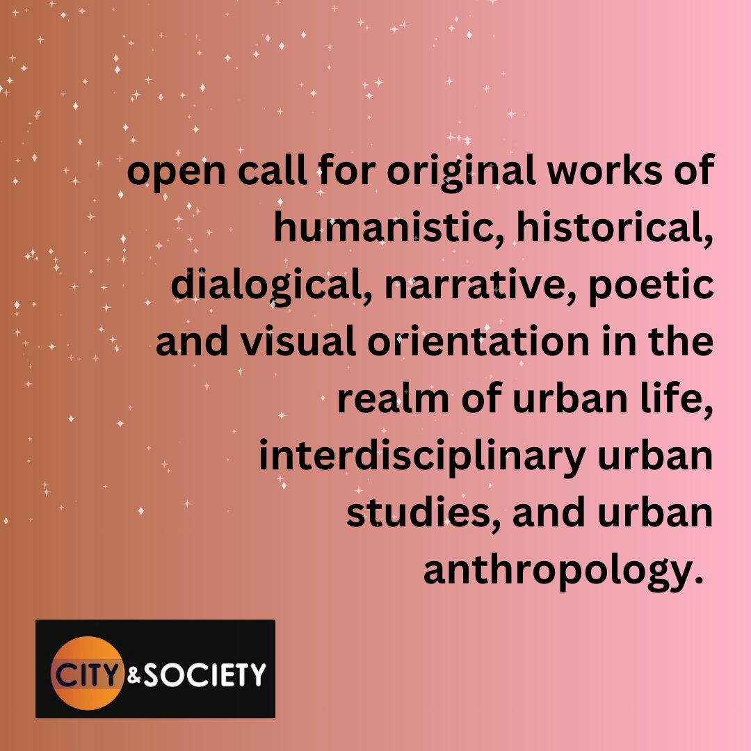 "...expanding representation has the potential to create new lines of theoretical inquiry and we want to encourage and cultivate a diverse theoretical exchange in the journal." Submit your original work for consideration @ bit.ly/cityandsociety…