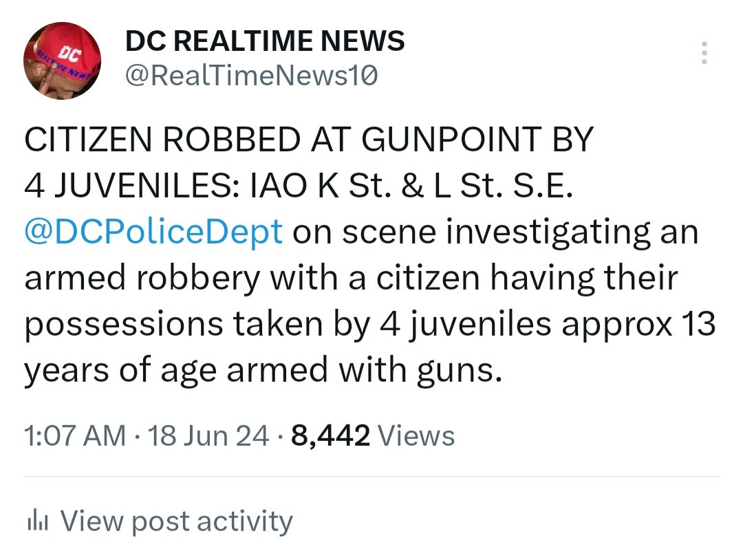 <a href="/DCPoliceDept/">DC Police Department</a> confirm the early morning armed robbery with multiple arrests made in the Navy Yard area. First reported by yours truly. 
12 year old male
14 year old male
15 year old male
13 year old male
They will be all charged with armed robbery.