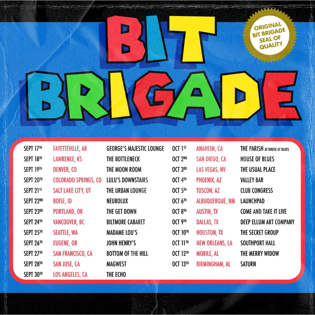 West Coast Tour + NEW GAMES announce!

Very excited to announce that we'll be performing Super Mario World and F-Zero on our upcoming West Coast Tour!

Tickets go on sale on Friday (6/21) @ 1pm.
Available @ bitbrigade.net/tour.html