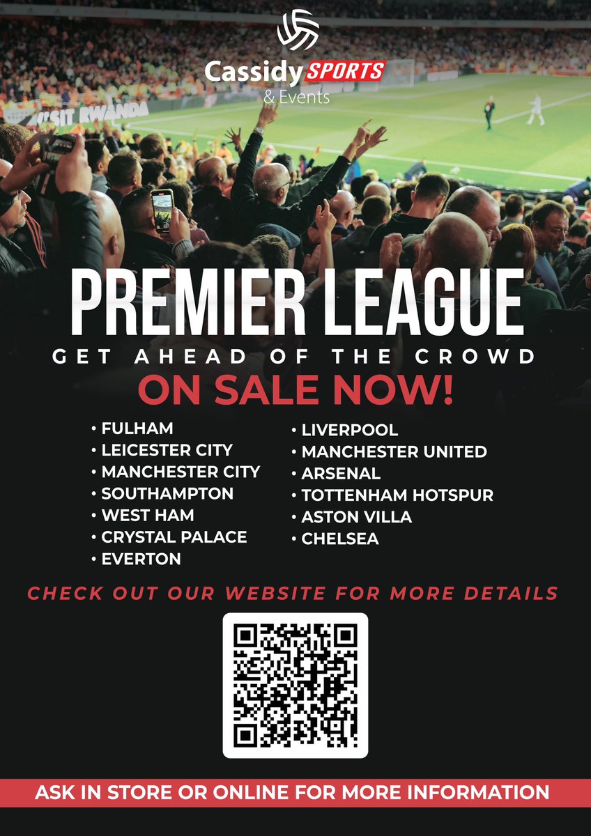 🚨 ON SALE NOW!

🖥️ cassidytravel.ie/sports-breaks/…

#Euro2024 #PremierLeague #EPL #FixtureRelease