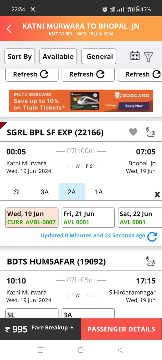 chauhan_vps's tweet photo. @RailMinIndia @RailwaySeva @IRCTCofficial See the status of the train today!  Despite that I couldn't get the ticket yesterday neither online nor offline mode. https://t.co/KmTVwWDi7w