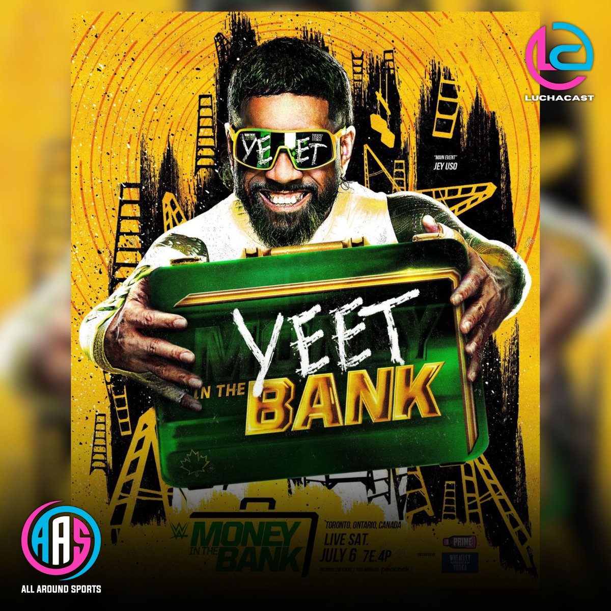 LuchaCast's tweet image. WWE reveló el cartel oficial del Money in the Bank.

Jey Uso es lo más caliente en Raw ahora mismo. 🔥