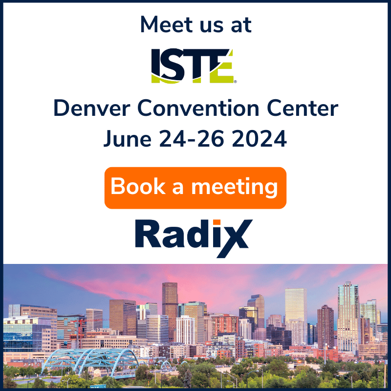 radixtech's tweet photo. Radix is proud to exhibit at ISTE 2024
We will be showcasing our cutting-edge device and classroom management solutions.
We welcome all customers looking to manage their devices and facilitate the best possible classroom management experience.
https://t.co/dhOMdeg8Cy https://t.co/JIyqLFoYH5