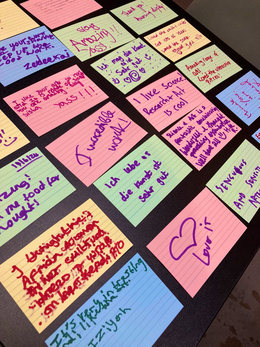 cdtgillett's tweet photo. Great to be able to take our AMIGO #PPIE group on a tour of the #EncodedRealities sci-art exhibition, before the meeting with @SMQB_UoB colleagues sharing & getting feedback on their latest research projects. Nice to see some of the positive feedback left for the exhibition too! https://t.co/Ql5vCdqm91