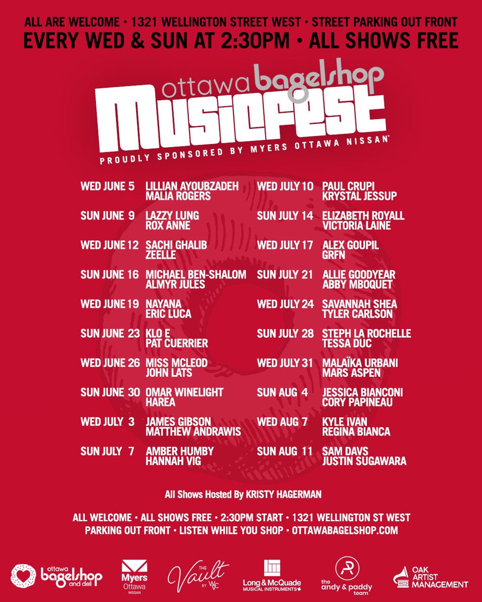 This Wednesday Ottawa Bagel Shop 230pm!! 🥯 Free + all ages✨