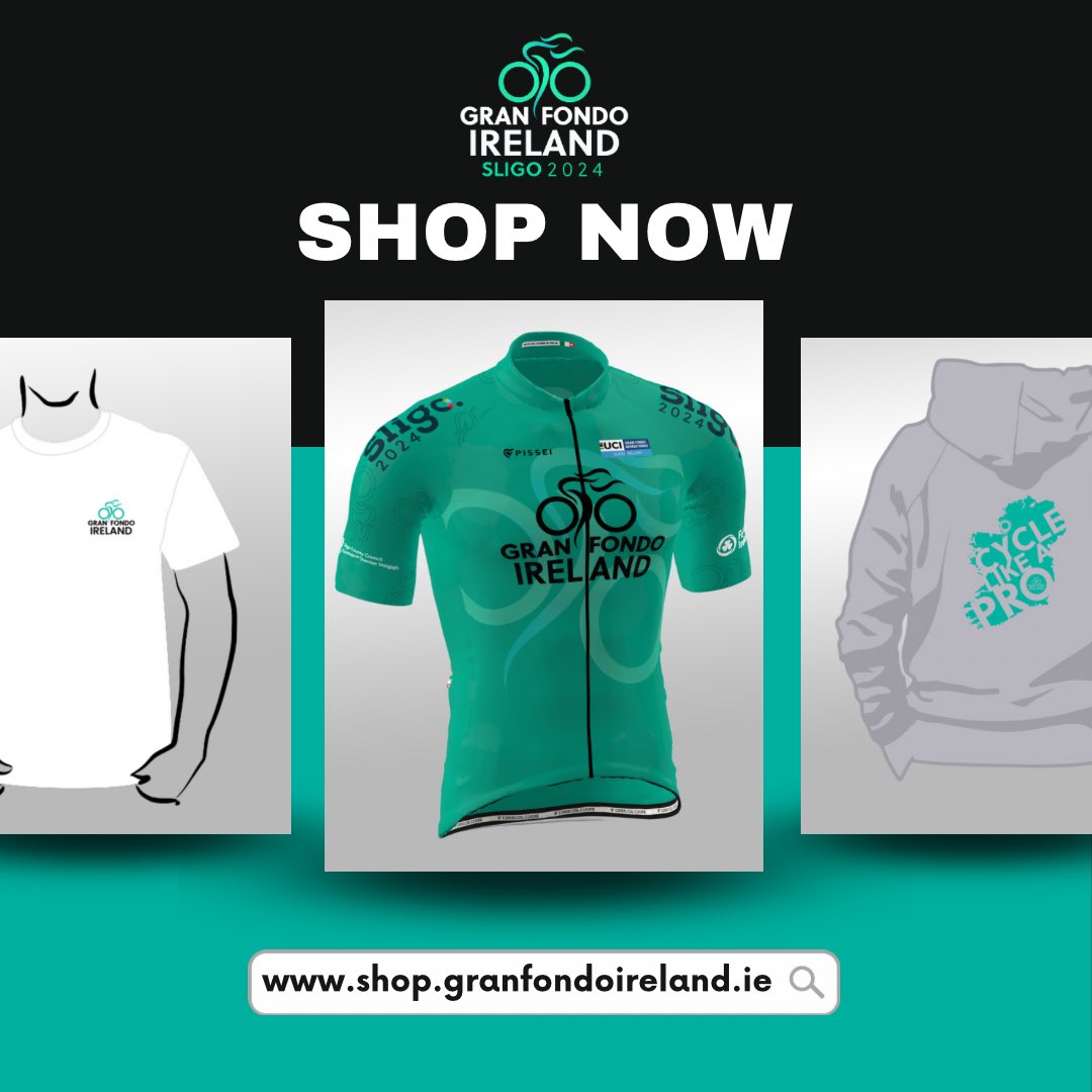 Gear up! 🛍️

The Gran Fondo Ireland Store is now live on our official website 🙌🏻

All orders will require collection on the day. No delivery available. 

Shop now!
granfondoireland.ie 

#GranFondoIreland #GranFondoSligo #CycleLikeAPro
