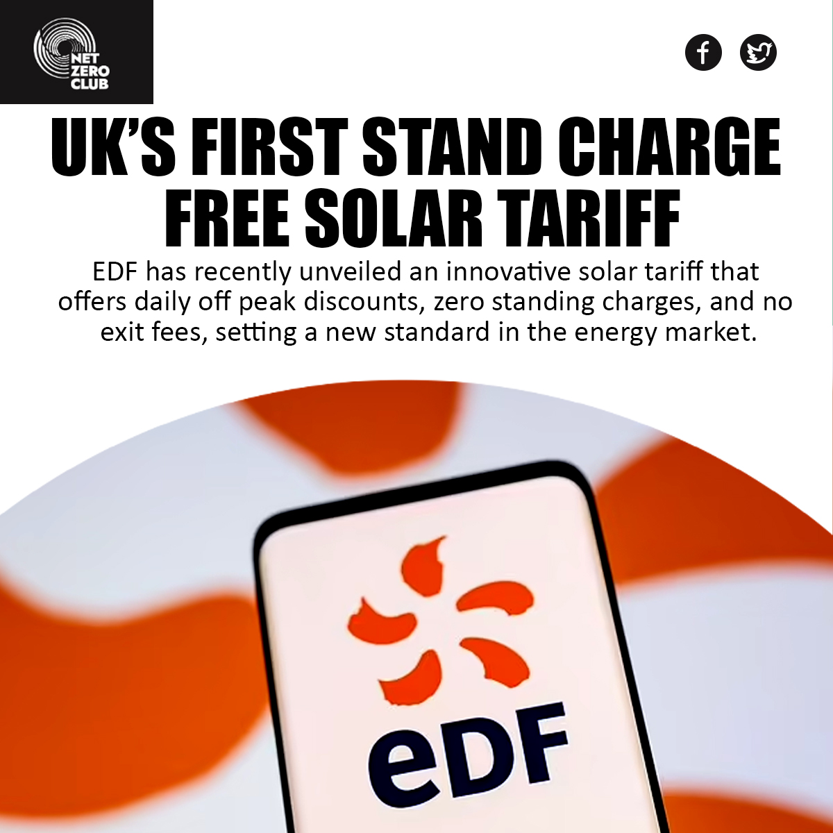 _NetZeroClub's tweet image. EDF's new solar tariff offers daily off-peak discounts, zero standing charges, and no exit fees, exclusively for new customers installing solar panels. Visit net-zeroclub.co.uk to explore sustainable solutions.
#solarenergy #solarpanels #renewableenergy #greenenergy