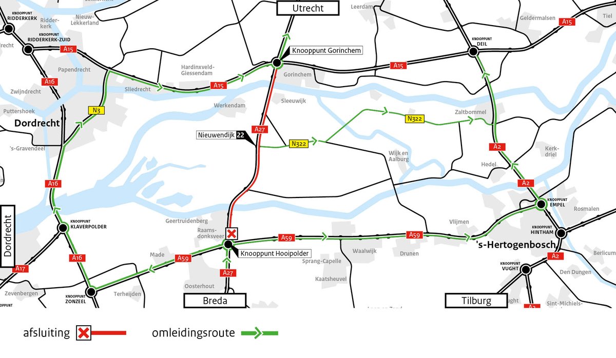 In juli voeren aannemerscombinaties ALSÉÉN en De Groene Waarden in opdracht van <a href="/Rijkswaterstaat/">Rijkswaterstaat</a> onderhoud uit aan de #A27. Hiervoor zijn delen van de A27 drie nachten en twee weekenden dicht. Ga goed voorbereid op weg! shorturl.at/E28gH