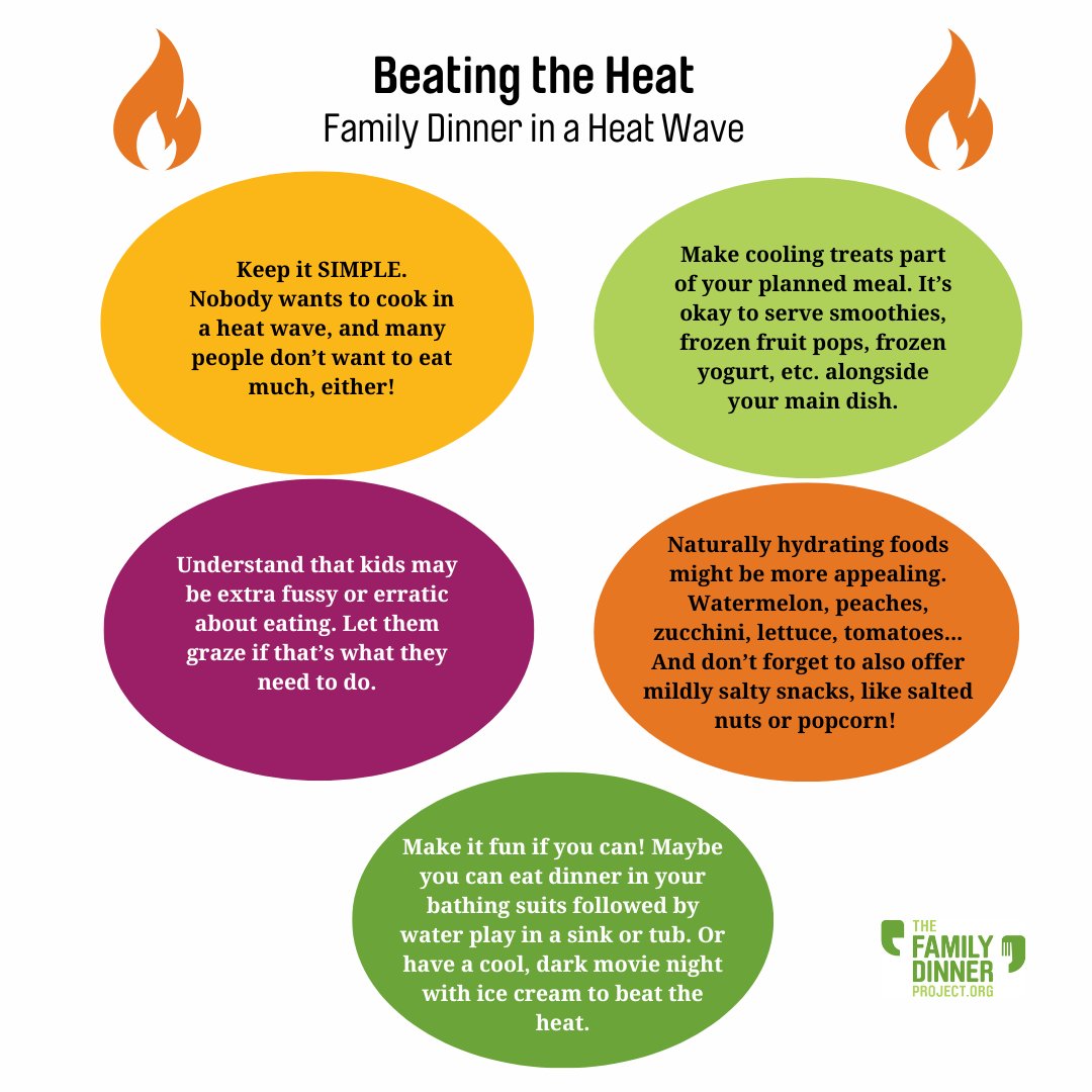 It's wicked hot here in New England, and in other parts of the country, too. Cooking and eating might feel like the last things anyone wants to do right now. Here are some quick tips for dealing with dinner during a heat wave! #familydinner #heatwave #beattheheat