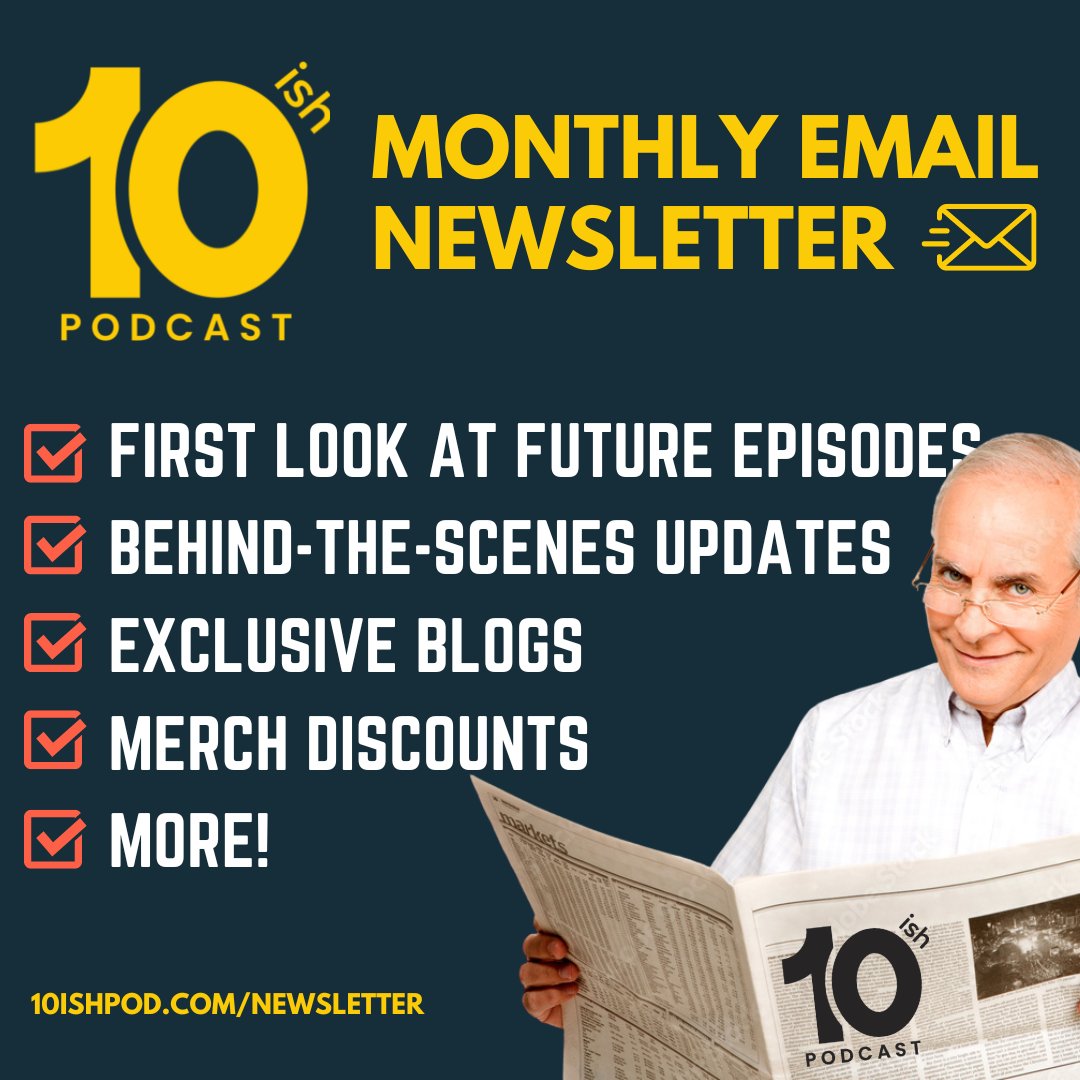 Take 10 seconds to add your email addy to our list! The next edition 10ish Podcast Monthly Email Newsletter hits inboxes this Friday.

10ishpod.com/newsletter