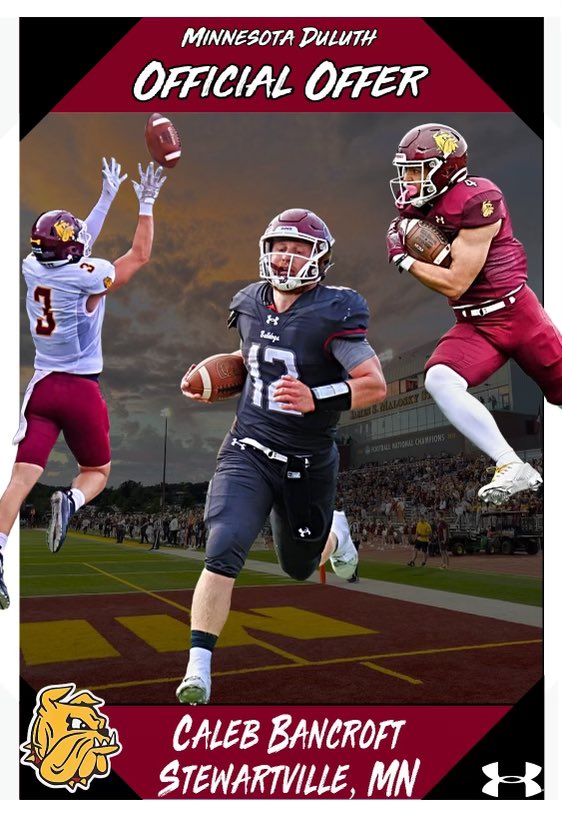 After an amazing team camp and conversations with <a href="/CoachWiese/">Curt Wiese</a> and <a href="/MornhinwegCade/">Coach BC Mornhinweg</a> I am truly blessed to receive an offer from <a href="/UMD_Football/">UMD Football</a>!!
<a href="/StewieFootball/">Stewartville Football</a> <a href="/SHSCoachMueller/">Garrett Mueller</a> <a href="/StewieFootball/">Stewartville Football</a> <a href="/GarthTschetter/">Garth Tschetter</a> <a href="/JosephStrike1/">Joseph Strike</a> <a href="/OJW_Scouting/">PrepRedzone Oliver</a> <a href="/PrepRedzoneMN/">Prep Redzone Minnesota</a> #EarnIt