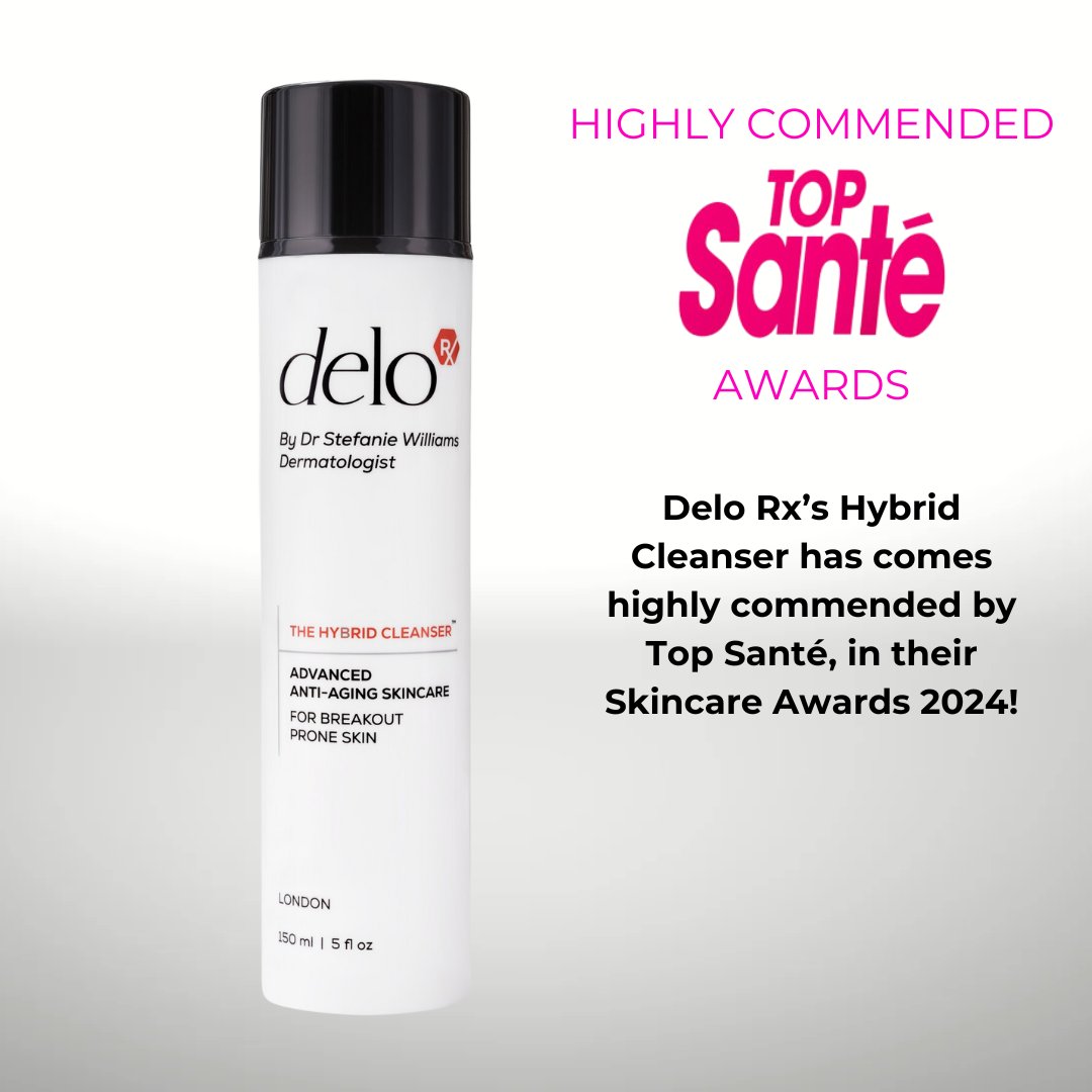 Delo Rx's Hybrid Cleanser comes highly recommended by Top Santé in their 2024 Skincare Awards for acne treatment.⁠
⁠
A little goes a long way with our cleanser. It leaves the skin feeling fresh but not dry or tight. 

#Skincare #Dermatologist #AntiAgeing⁠