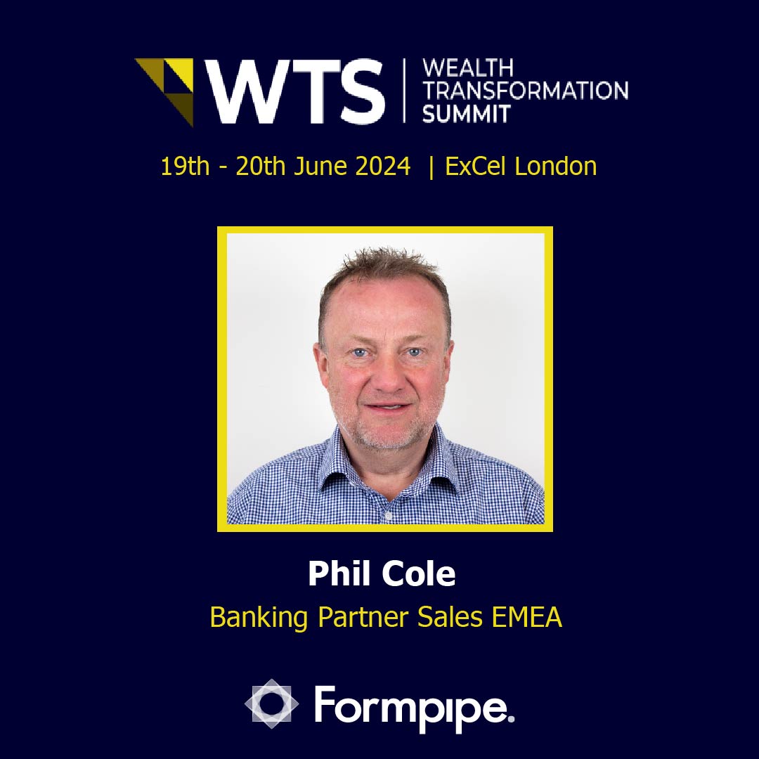 Formpipe's tweet image. Join us at the Wealth Management Transformation Summit on June 19th-20th at ExCel London.

Meet Phil Cole, our Banking Partner Sales EMEA, to explore our award-winning solutions.

Schedule a meeting 👉calendly.com/philip-cole-fo…

#Formpipe #WealthManagementSummit #London