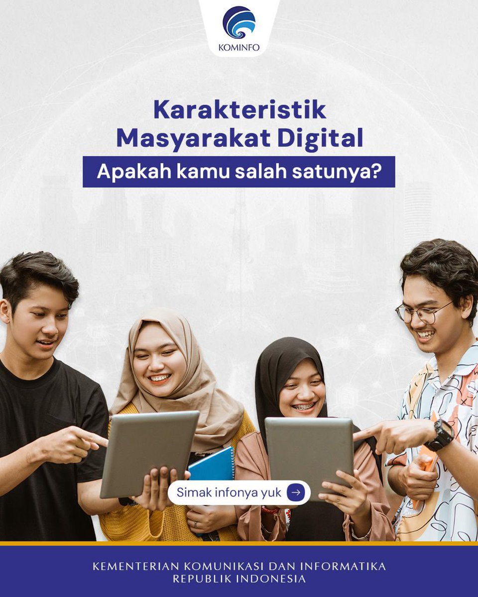 kemkomdigi's tweet photo. Beradaptasi atau tertinggal, itulah hukum masyarakat digital. https://t.co/E4QgG5TKqq