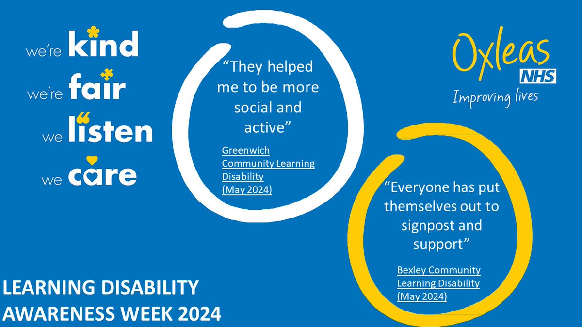 OxPatientExp's tweet image. Here’s what some of our patients have said about our local Community Learning Disability teams. 
@ALDatOxleas 

#LearningDisabilityWeek2024