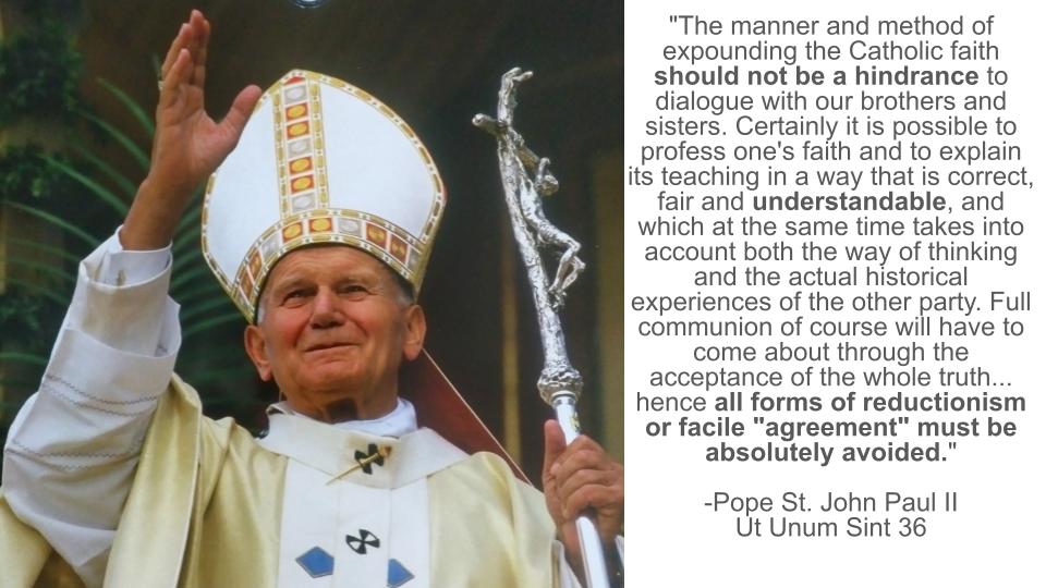 The_Catechumen's tweet image. Don't be afraid of adapting the language we use to help our separated brethren better understand the Holy Catholic Faith. Only be weary of, in this honorable pursuit, mangling the faith such that the substance is changed by conforming to the positions of those we try to reach.