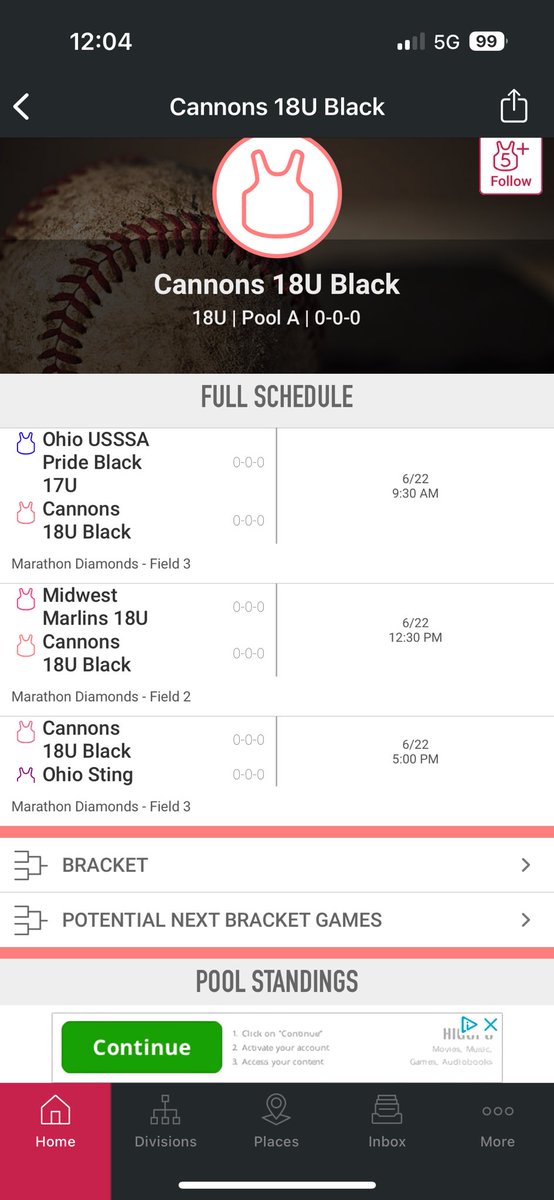 We are back in action again this weekend in Findlay, OH! Attached below is our schedule for the pool play games on Saturday June 22. We hope to see you there!