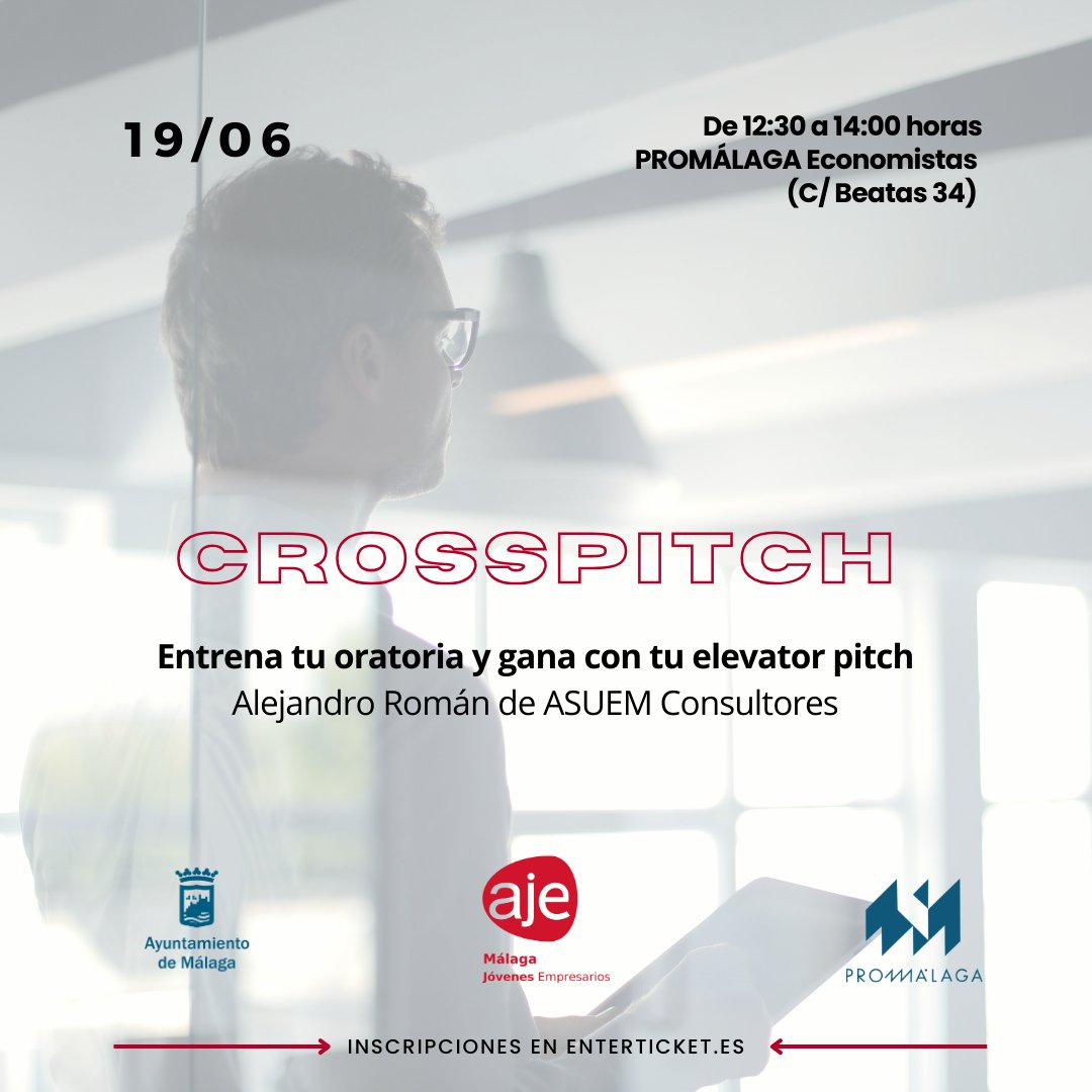 Buenos días. Esta mañana celebramos 'Crosspitch', un #networking en el que los #emprendedores de nuestras #incubadoras y los asociados a <a href="/ajemalaga/">AJE Málaga</a> podrán entrenar su oratoria a través de sus 'elevator pitchs'. Será en #PromálagaEconomistas y te lo contamos en directo aquí 👇