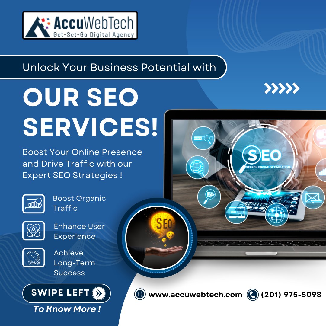 accu_web_tech's tweet image. Unlock Your Website's Full Potential with AccuWebTech's SEO Services! 🚀🌐
Contact AccuWebTech today and start your journey to the top of search engine rankings! - accuwebtech.com/seo-packages
#accuwebtech #SEO #SEOExpert #SEOAgency #SEOConsultant #SEOServices #SEOStrategy