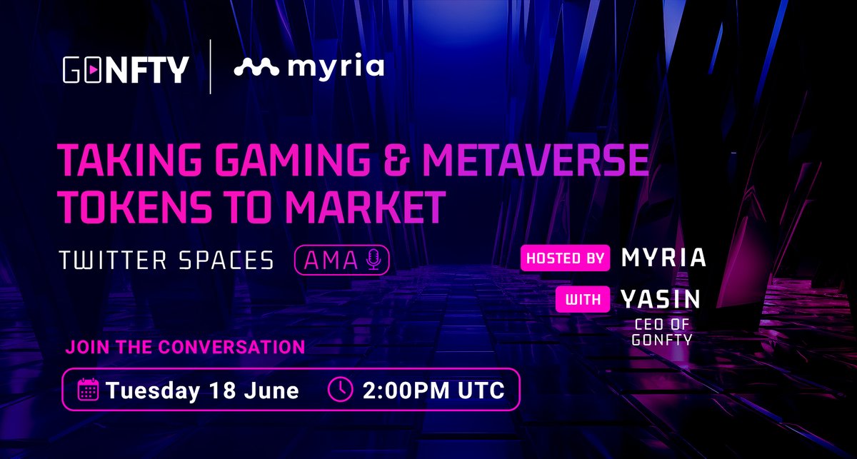 GONFTY (@real_gonfty) on Twitter photo Join us on ๐ space as we discuss Launchpads, IDOs, and token listing in the #Web3 space with <a href="/Myria/">Myria | The web3 gaming platform</a> and <a href="/CrystalsofFate/">Crystals of Fate</a>
๐ June 18, 2:00 PM UTC
๐x.com/i/spaces/1djGXโฆ Join us on ๐ space as we discuss Launchpads, IDOs, and token listing in the #Web3 space with <a href="/Myria/">Myria | The web3 gaming platform</a> and <a href="/CrystalsofFate/">Crystals of Fate</a>
๐ June 18, 2:00 PM UTC
๐x.com/i/spaces/1djGXโฆ