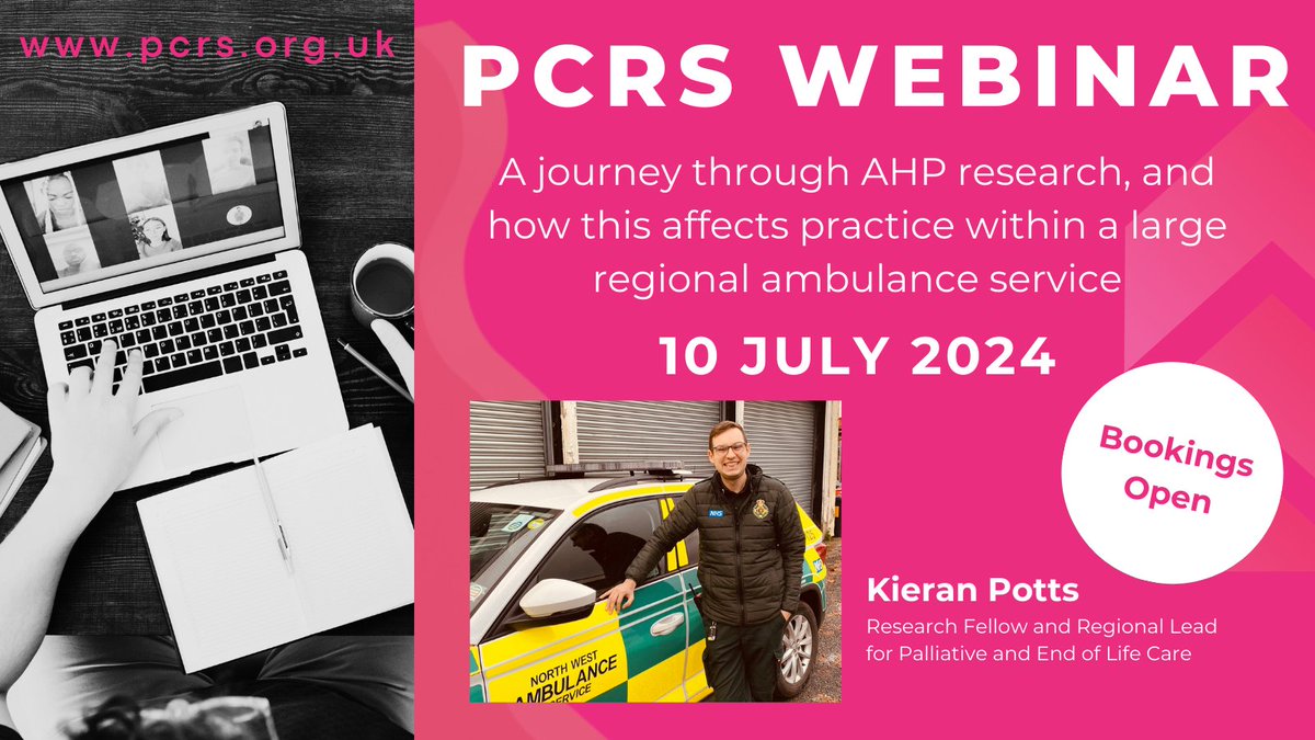 Join us for the next PCRS webinar 
A journey through AHP research, and how this affects practice within a large regional ambulance service with @NWAmb_kieran
🗓️10 July 2024  
⏰13:00 - 14:00 

Don't miss out! Book your ticket today!
pcrs.org.uk/events/a-journ…

FREE for PCRS Members