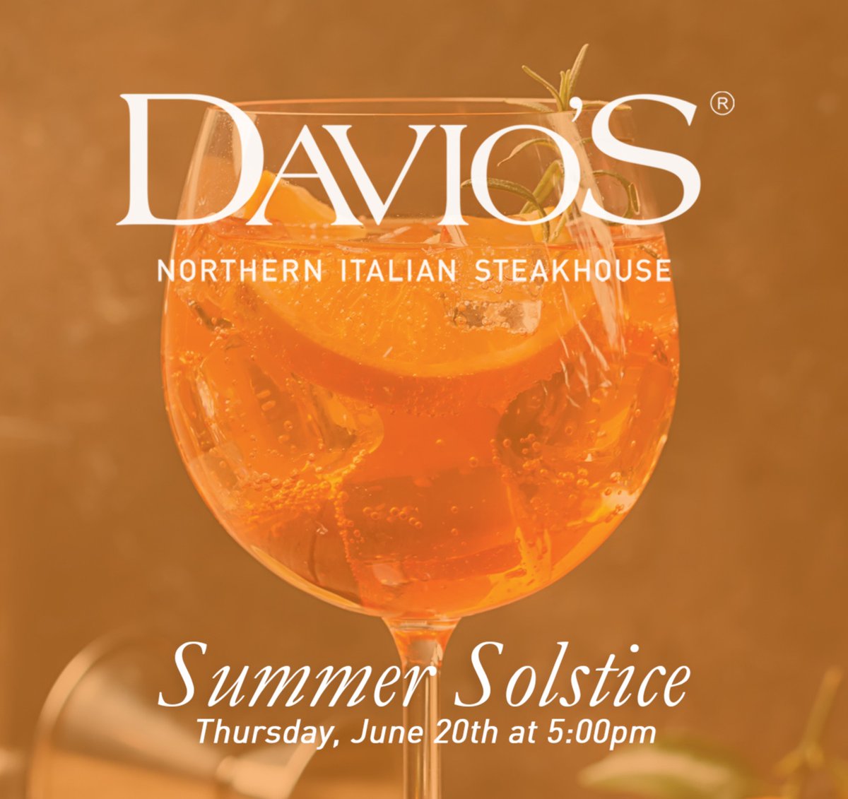 🌞🍹✨ Join Davio’s for a Summer Solstice Celebration! Sip on Aperol Spritz cocktails and embrace the essence of summer! Visit our Aperol Flower Bar &amp; craft a stunning bouquet to take home! Reserve your spot today at davios.com/kop or call 610.337.4810. Cheers to summer!